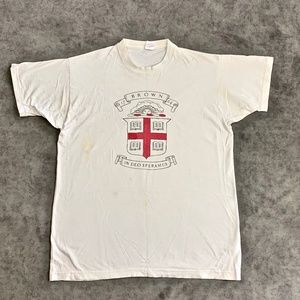 Vintage Brown University Shirt Size LX White 1995 90s Fruit of the Loom
